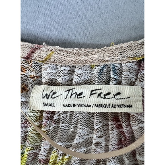 Free People We The Free Angelina Top Long Sleeve Sheer Lace Floral Cropped Top S - Picture 10 of 13
